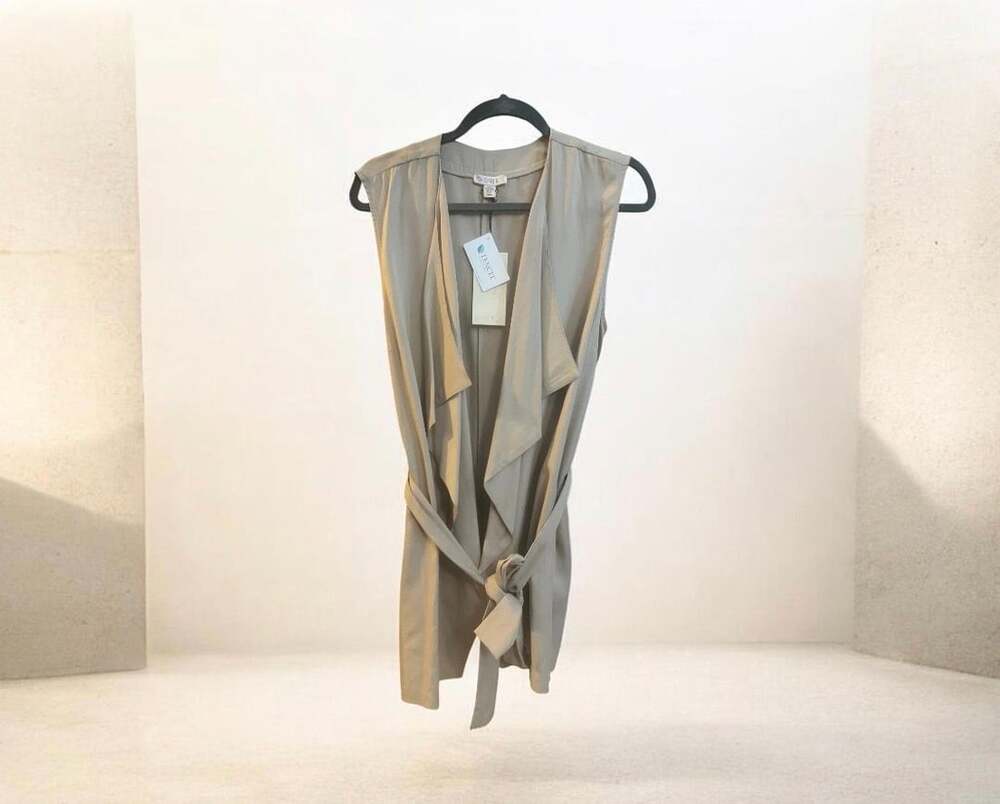 Eliane Rose Belted Vest Size XL Beige Tencel Sleeveless Trench
